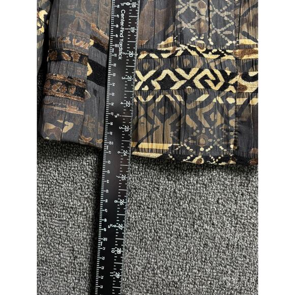 Ell Jay Jacket Womens Medium Black Gold Brown Abstract Pattern Button Up Canada - Picture 5 of 6